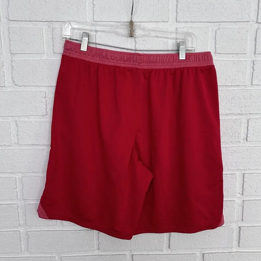 Under Armour Basketball Shorts Red Mens Large Loose Pockets